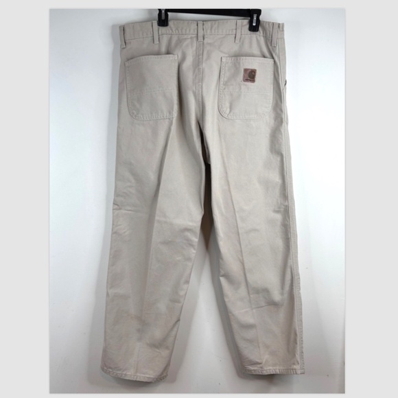 VTG Carhartt Relaxed Fit Khaki Pants 38x32 Made in USA Chinos Workwear Utility - Picture 3 of 9